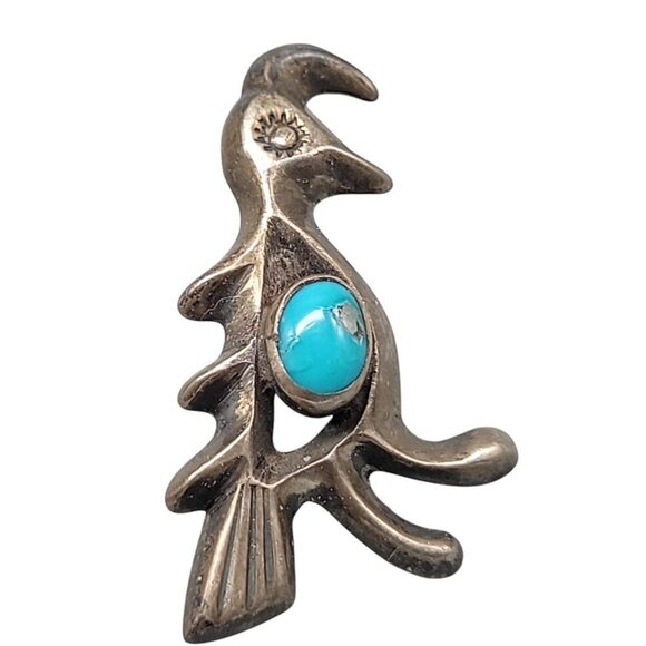 Felix Joe Sterling Silver Kokopelli Brooch Turquoise Stone Native American Pin - Picture 5 of 10